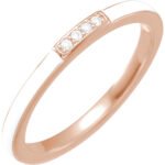 14K Rose Gold Diamond White Enamel Stackable Ring