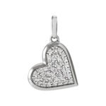 14K White Gold Diamond Heart Charm Pendant 1 4 Ct