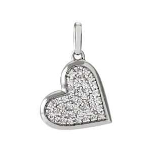 14K White Gold Diamond Heart Charm Pendant 1 4 Ct