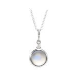 14K White Gold Moonstone & Diamond Necklace