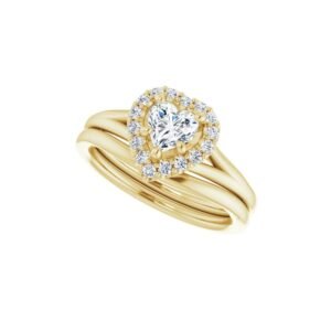 14K Yellow Gold Diamond Heart Halo Engagement Ring 5 8 CT