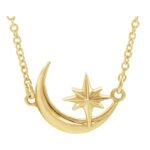 14K Yellow Gold Link Crescent Moon & Star Necklace