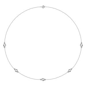 14K white Gold Diamond 5-Station Chain Link Necklace 1 4 CTTW