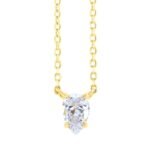 Pear Diamond Solitaire Necklace 1 3 CT 14K Yellow Gold (1)